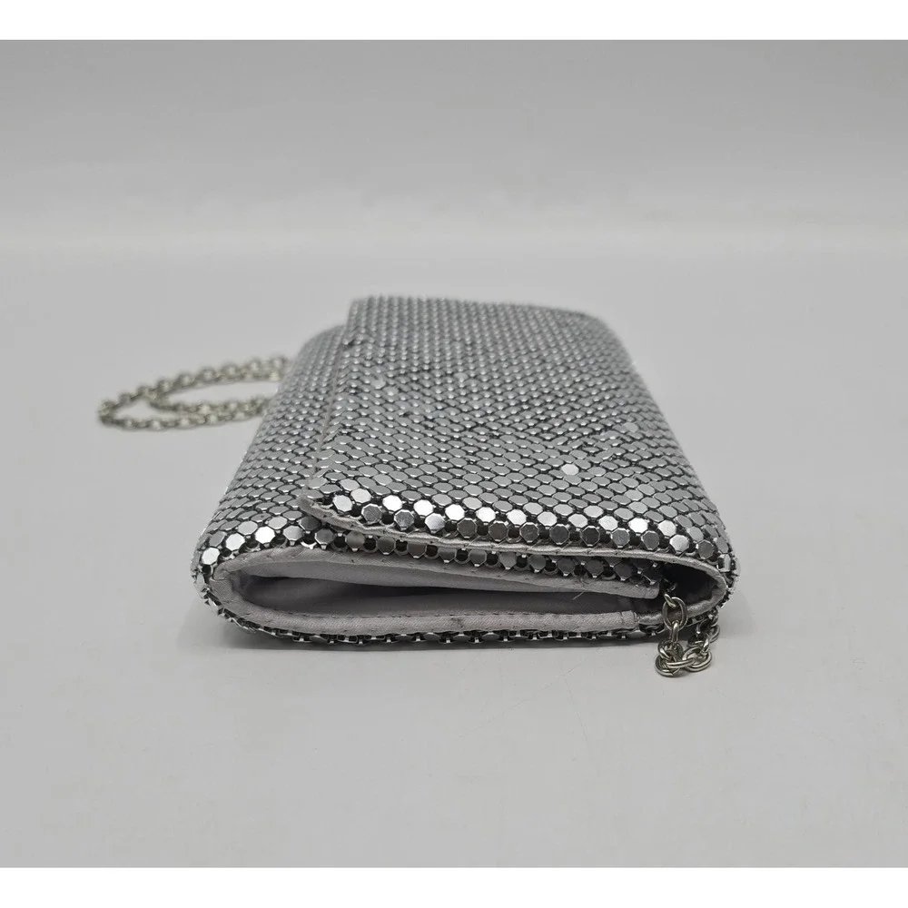 Gunne Sax Jessica McClintock Silver Metal Mesh Evening Bag Y2K Chain Purse